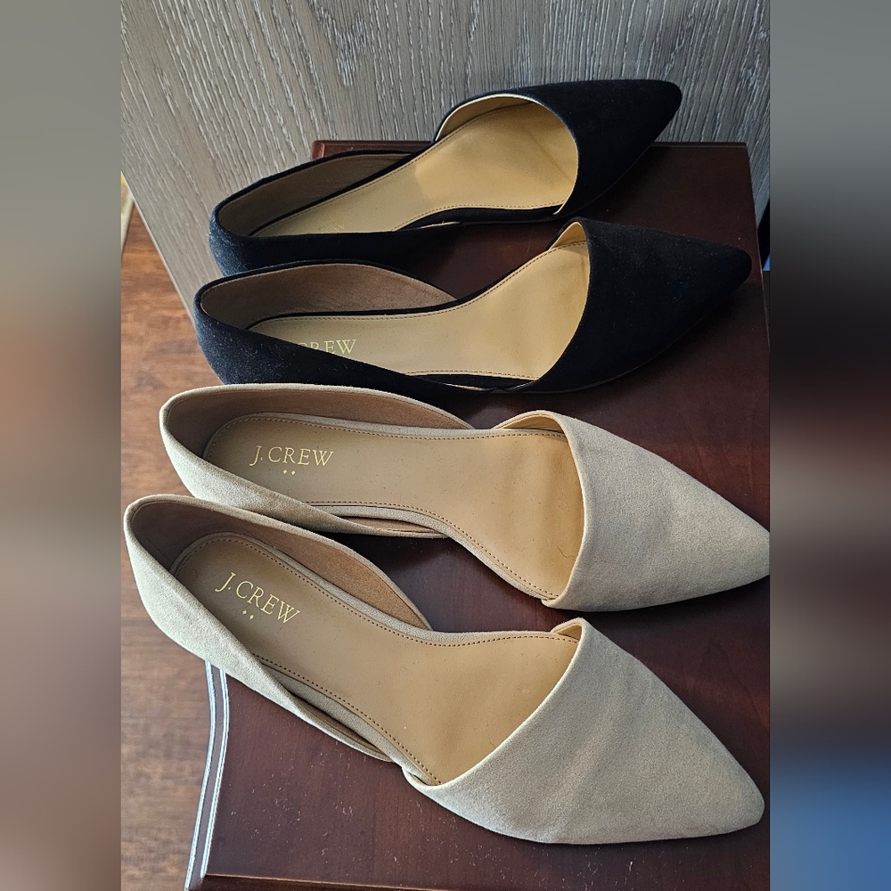 Jcrew Zoe d'Orsay flats size 9.5 Tan and Black suede flats!